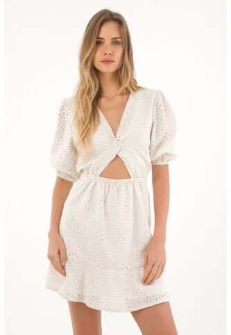 Topmark Vestido Corto De Mangas Con Volumen Café Para Mujer topmark