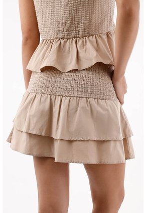 Topmark Falda Corta Para Mujer De Algodón Beige Mini Con Volantes En Capas
