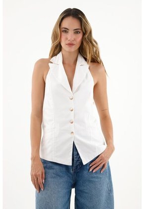 Camisa Blanca Con Espalda Descubierta Para Mujer