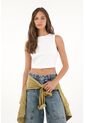 Topmark Camiseta Manga Sisa En Rib Blanca Para Mujer de topmark