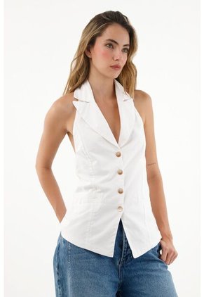 Camisa Blanca Con Espalda Descubierta Para Mujer