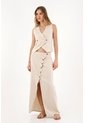 Topmark Falda Larga Con Perilla Diagonal Crudo Para Mujer de topmark