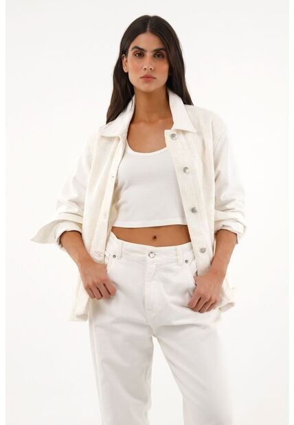 Topmark Abrigo Crudo Con Tela Tejida En Frente Para Mujer