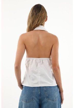 Camisa Blanca Con Espalda Descubierta Para Mujer