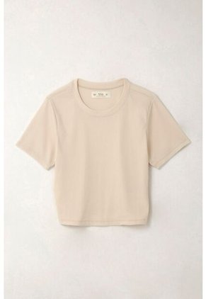 Topmark Camiseta Ajustada Acanalada Crudo Para Mujer