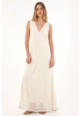 Topmark Vestido Largo Manga Sisa Crudo Para Mujer topmark