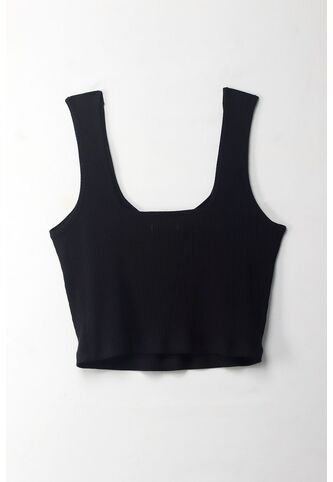 Topmark Camiseta Crop En Rib Negra Para Mujer topmark
