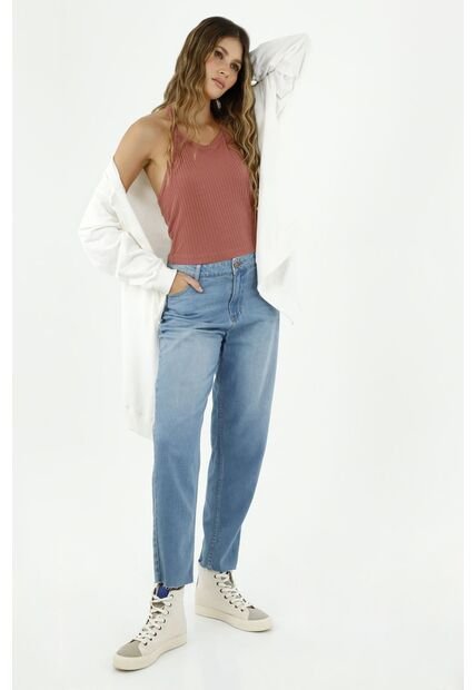 Topmark Jean Mom Fit Para Mujer Azul