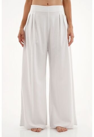 Topmark Pantalón Blanco Wide Leg Para Mujer topmark