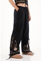 Topmark Pantalón Con Aberturas Y Diseño Floral Negro Para Mujer de topmark
