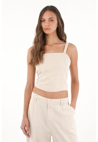 Topmark Camisa Crop De Tiras Crudo Con Acabado Suave Para Mujer topmark