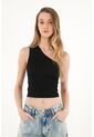 Topmark Camiseta De Un Solo Hombro Negra Para Mujer de topmark