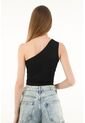 Topmark Camiseta De Un Solo Hombro Negra Para Mujer de topmark