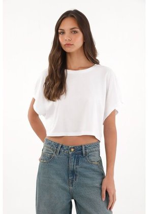Topmark Camiseta Crop Amplia Blanca Para Mujer