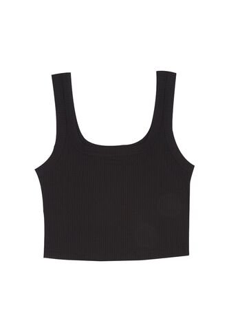 Topmark Camiseta Negra Manga Sisa Con Escote Cuadrado Para Mujer topmark