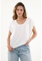 Camiseta Cuello Redondo Blanca Para Mujer de topmark