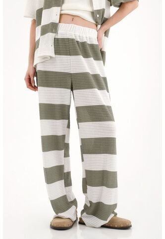 Topmark Pantalón Recto Tejido Con Diseño A Rayas Para Mujer topmark