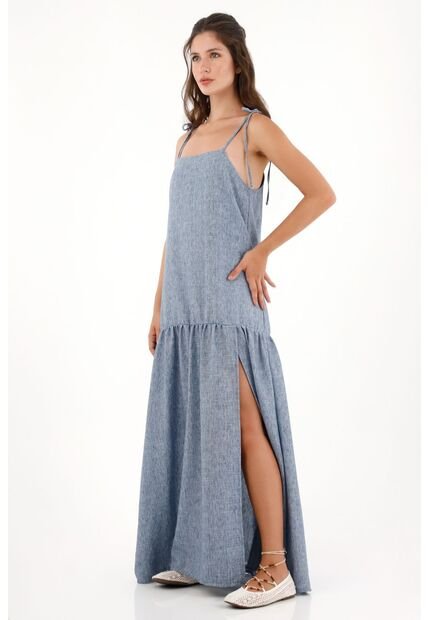 Topmark Vestido Largo De Tiras Azul Para Mujer