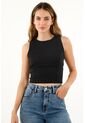 Camiseta Negra Tipo Crop Para Mujer de topmark