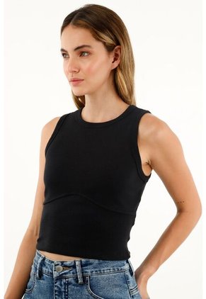 Camiseta Negra Tipo Crop Para Mujer