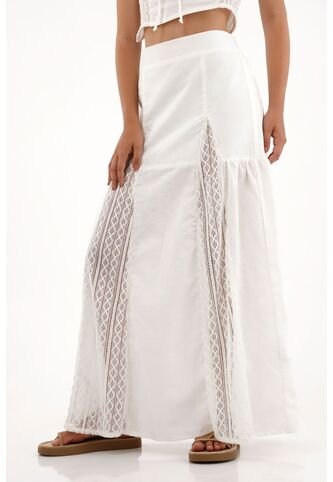 Topmark Falda Larga Con Detalles En Tela Tejida Crudo Para Mujer topmark