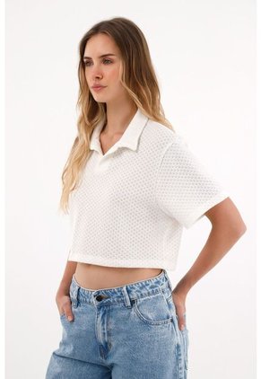 Topmark Camiseta Crop Amplia Crudo Para Mujer