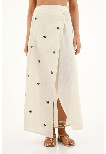 Falda Larga Con Bordado De Abejas Para Mujer