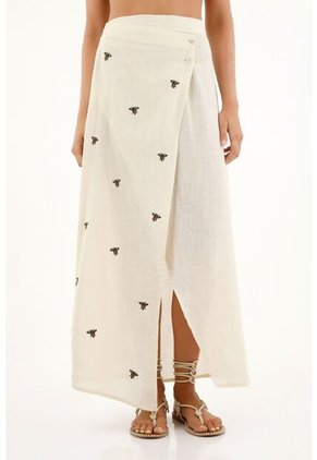 Falda Larga Con Bordado De Abejas Para Mujer