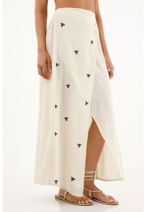 Falda Larga Con Bordado De Abejas Para Mujer