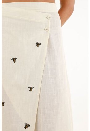 Falda Larga Con Bordado De Abejas Para Mujer