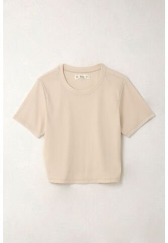 Topmark Camiseta Ajustada Acanalada Crudo Para Mujer topmark