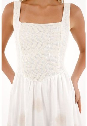 Topmark Vestido Largo Con Detalles Bordados En Falda Para Mujer