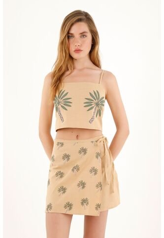 Crop Top Con Estampado De Palmeras Para Mujer topmark