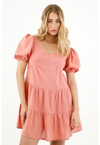 Topmark Vestido Naranja Con Cortes Para Mujer topmark