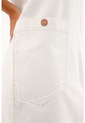 Vestido Tipo Jardinera En Denim Crudo Para Mujer