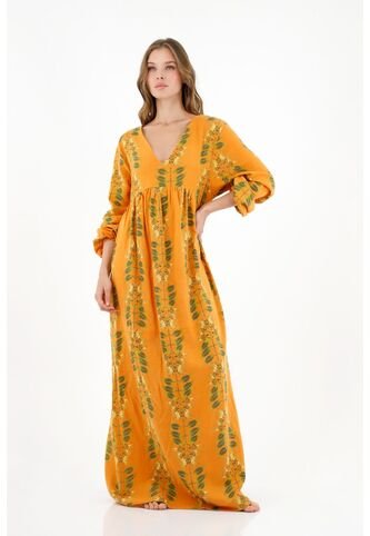 Topmark Vestido Manga Larga Naranja Para Mujer topmark