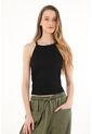 Topmark Camiseta En Rib Negra Para Mujer de topmark