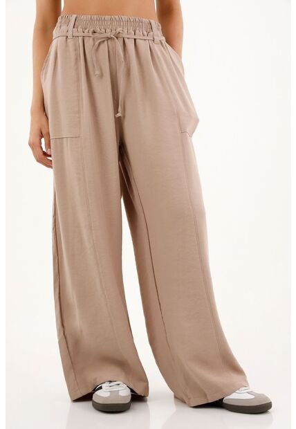 Pantalón Wide Leg Con Pretina Elástica Para Mujer