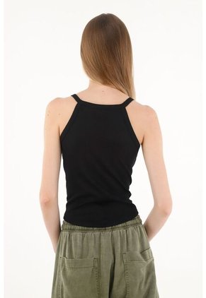 Topmark Camiseta En Rib Negra Para Mujer
