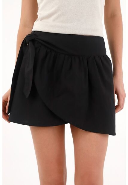 Topmark Falda Corta Con Tapa Cruzada Negra Para Mujer