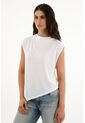 Camiseta Blanca Con Ruedo Asimétrico Para Mujer de topmark
