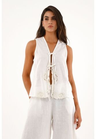 Topmark Chaleco Con Bordado De Flores Para Mujer topmark