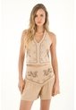 Topmark Camisa Crop Con Estampado Especial Crudo Para Mujer de topmark