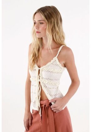 Topmark Top Para Mujer Poliéster Crudo Recto Con Lazo Frontal