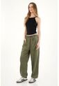Topmark Pantalón Oversize Con Pretina Elástica Verde Para Mujer de topmark