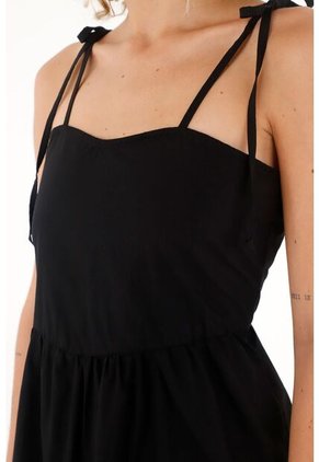 Topmark Vestido Corto De Tiras Que Anudan En Hombro Negro Para Mujer