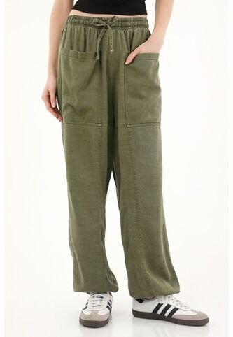 Topmark Pantalón Oversize Con Pretina Elástica Verde Para Mujer topmark