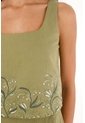 Camisa Crop Con Estampado De Flores Verde Para Mujer de topmark