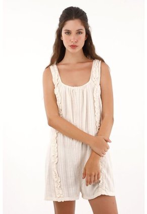 Topmark Enterizo Corto Tipo Mono Crudo Para Mujer