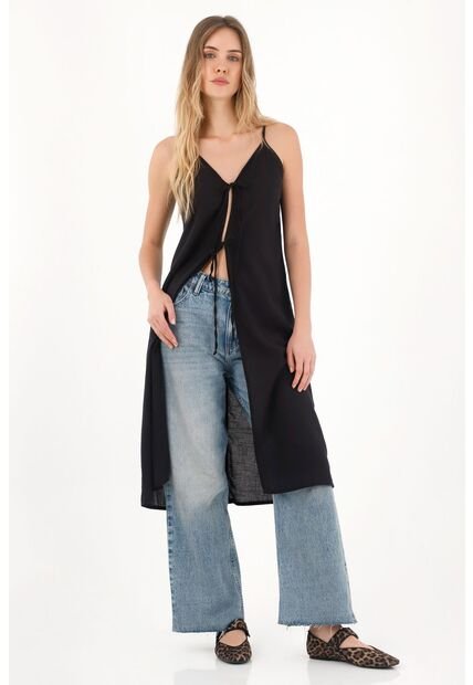 Topmark Cover Up Con Tiras En Frente Negro Para Mujer